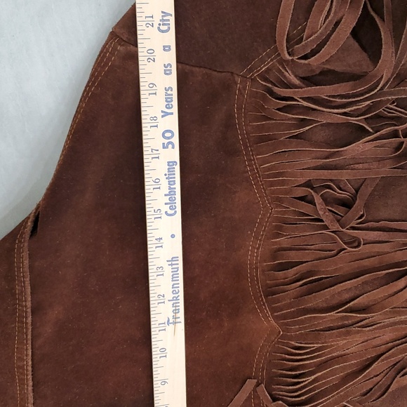 Vintage fringe seude jacket men's size 44 brown lined  Western Made in Mexico - Picture 9 of 16